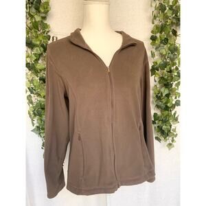 L.L. Bean Brown Fleece Zip Up 3 Pocket Jacket Women's Large